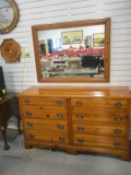 Spainhour Furniture Co. Pine Double Dresser and Mirror