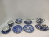 Vintage Blue Willow Child's Tea Set Pieces Made in Japan
