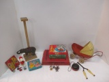 Vintage Toys and Books-Duncan Wooden Beginners Yo-Yo, Metal Jacks,