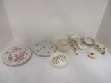 Grouping of Bone China Tidbit Dishes, Trivets, Jam Jar, Thimble, Trinket Boxes, etc.