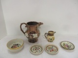 Copper Luster Pitchers, Ironstone Coasters and Elsenham Jam Co. Jam Dish