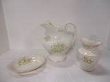 Antique Ironstone Service Pitcher, Soap Dish and Toothbrush Holder