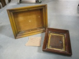 Oak Shadow Box Frame and Antique Deep Well Frame with Carved Wheat Designs