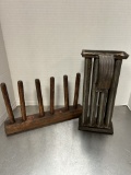 Antique Wooden Bee's Wax Candle Mold and Tin 8 Candle Mold