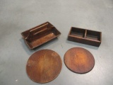 Antique Wooden Lids/Trivets and Caddies