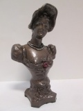 Handpainted Cast Metal Victorian Lady Bust