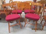 Four Hitchcock Spindle Back Side Chairs with Removable Seat Cushions