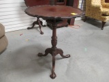 Antique Mahogany Bird Cage Pie Crust Butler's Flip Top Table with Ball & Claw Feet
