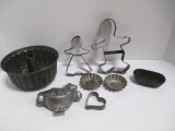 Vintage Tin Molds, Cookie Cutters and E & Co. Cast Metal Rocking Horse Candy Mold