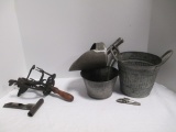 Antique Maple Sap Tap, Pails, Apple Corer, Apple Peeler and Scoop