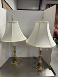 Pair of Baldwin Brass Candle Stick Buffet Lamps