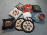 Hook Rug Chair Seat Covers, Braided Coil Seat Covers, Needlepoint and Tapestry