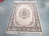 Ivory/Navy/Mauve Floral Area Rug