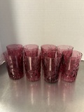 Eight Cranberry Glass Tumblers