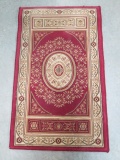 Beige/Burgundy Floor Mat/Rug