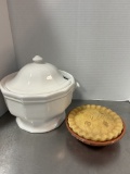 Pfaltzgraff Heritage Soup Tureen and Longaberger Oven to Table Pie Dish with