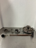 Silver over Copper Finger Hold Candle Holder, Two Pair of Candle Wick Snips and