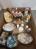 Porcelain Thimbles, Vase, Trinket Boxes, Beagle, Beatrix Potter Peter Rabbit Figures, etc.