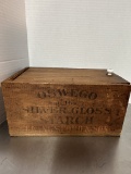 Vintage Oswego Silver Gloss Starch 6lb. Box with Porcelain Knob