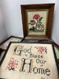 Vintage Framed Calligraphy and Needleworks