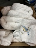 Two 100% Cotton Avanti Blue Bird Towel Sets