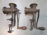 Two Vintage Universal No. 323 Clamp On Meat Choppers