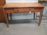 Antique Primitive Pine Slant Top Plantation Desk with Drawer