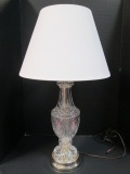 Crystal Table Lamp with Gold Tone Base
