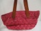 Mar Y Valencia Hot Pink Woven Raffia Bag w/Leather Handles