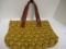 Mar Y Valencia Yellow Woven Raffia Bag w/Leather Handles