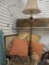 1/2 Table Lot-Wood Floor Lamp, Throw Pillows, Pottery,