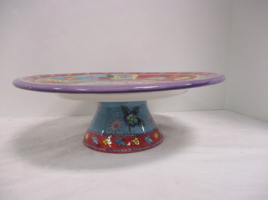Round Floral/Paisley Pedestal Cake Plate