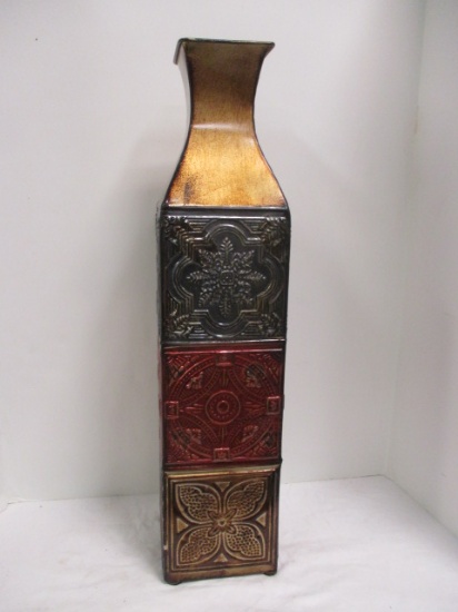 Elements Embossed Metal Vase