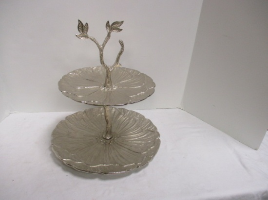 2 Tiered Metal Dessert Stand