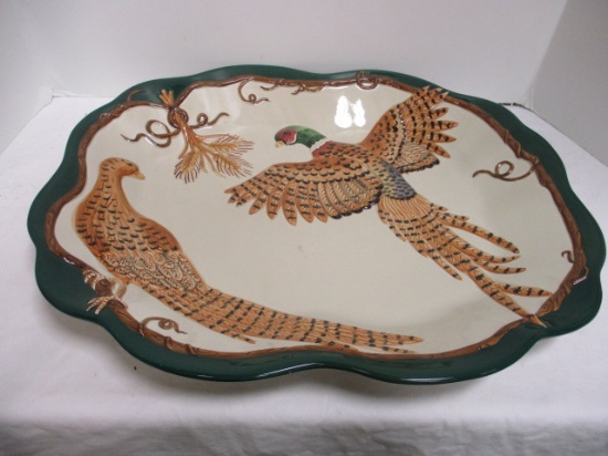 2 Pheasants Large Decorative Serving Platter