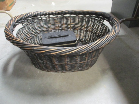 Large Wicker Laundry Basket & Lancome Makeup Case