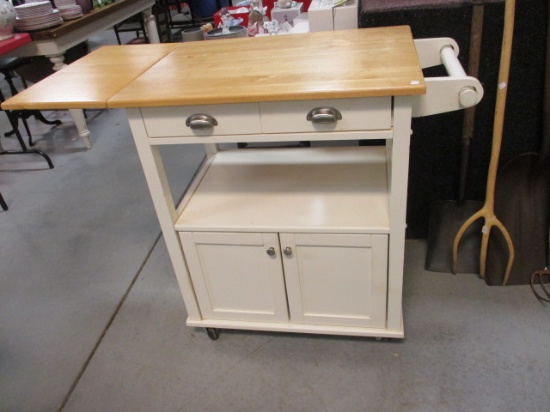 Rolling Kitchen Island 1 Drawer/2 Door w/Drop Down Side
