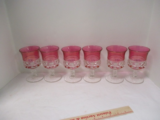 King's Crown Ruby Red Flash Thumbprint Cranberry Glass