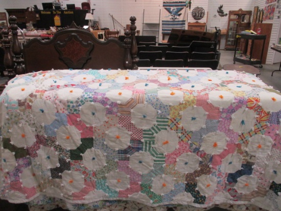 Grandmother's Flower Garden Patchwork Quilt
