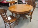 Tiger Oak Extendable Pedestal Dining Table w/Ball/Claw Feet
