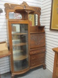 Tiger Oak Antique Secretary/Bookcase w/Claw Feet