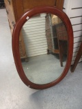 Antique Wood Oval Wall Mirror