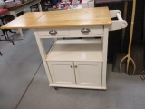 Rolling Kitchen Island 1 Drawer/2 Door w/Drop Down Side