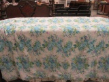 Blue & Pink Floral Quilted Bedspread