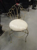 Metal Vanity Chair w/Upholstered Seat
