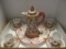 Oriental Tea Set with Tea Pot, Four Cups and Saucers and Signed Japan Serving Plate.