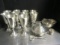 Ten Stieff Pewter Water Goblets, Two  Bent. Pewter Covered Dish, Pumpkin Bowl, Misc.