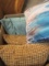 Box of Miscellaneous Decorative Pillows, One Matched  Pair Brown and Tan.