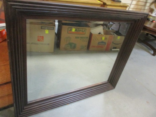 Large Heavy Wood Framed Mirror.