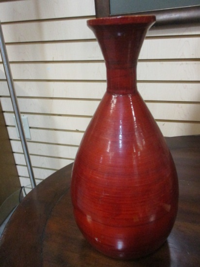 Red Wood Lacquer Table/Mantle Vase.